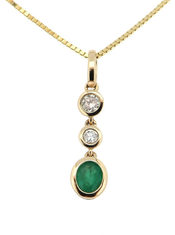 Emerald and Diamond Drop Pendant