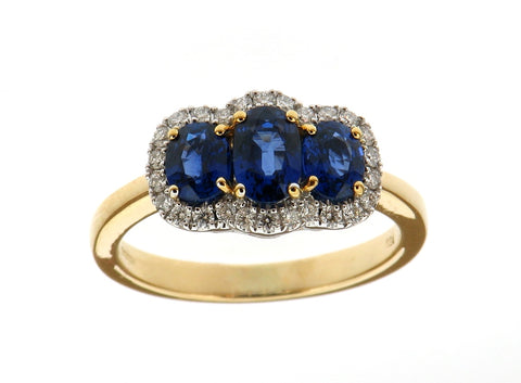 Sapphire and Diamond Cluster RIng
