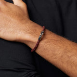 Braided Leather and Hook Clasp Men's Bracelet.