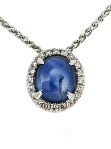 Sapphire and Diamond Cluster Pendant