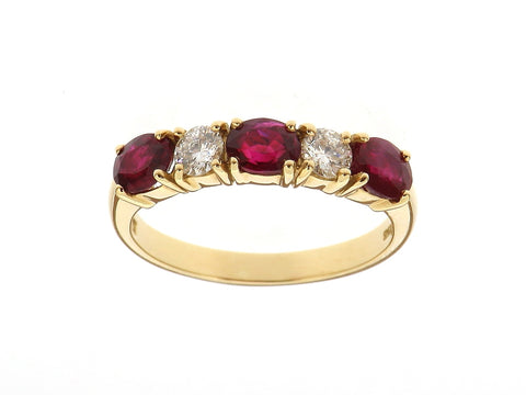 Ruby and Diamond Five Stone Ring
