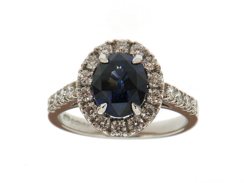 Sapphire and Diamond Cluster Ring