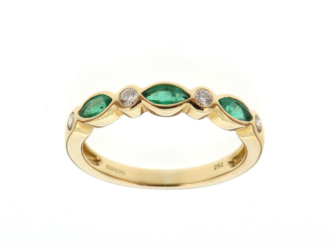 Emerald and Diamond Half Eternity Ring