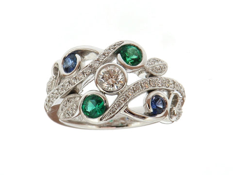 Emerald Sapphire and Diamond Dress Ring