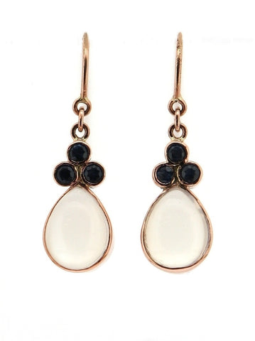 Moonstone and Sapphire Drop Earrings