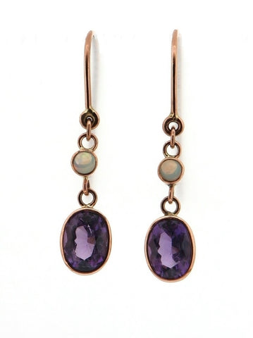 Amethyst and Opal Drop Earrings