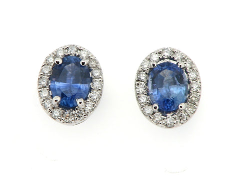 Sapphire and Diamond Cluster Earrings