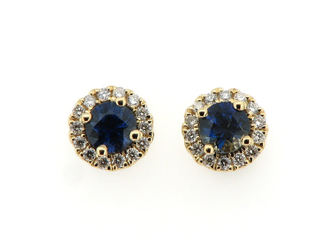 Sapphire and Dimond Cluster Earrings