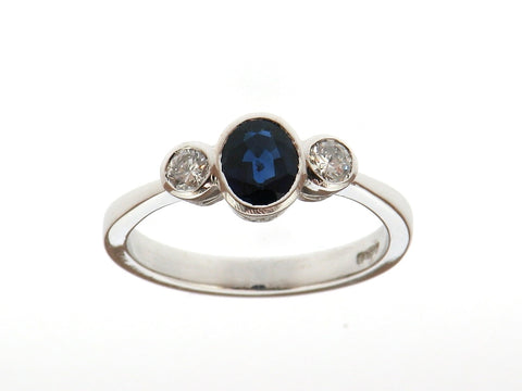 Sapphire and Diamond Three Stone Ring