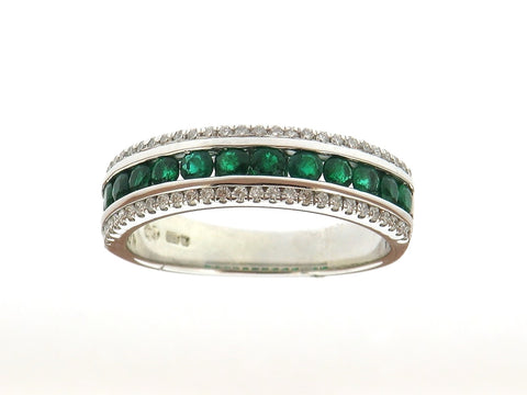 Emerald and Diamond Half Eternity Ring