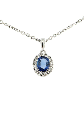 Sapphire and Diamond Cluster Pendant