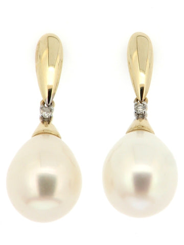 Pearl and Diamond Drop Earrings