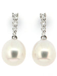 Pearl and Diamond Drop Earrings