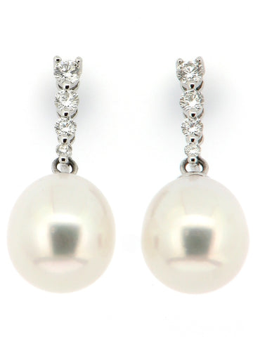 Pearl and Diamond Drop Earrings