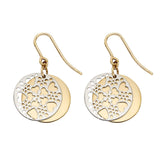 9ct Two Colour Gold Drop Earrings