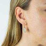 9ct Two Colour Gold Drop Earrings