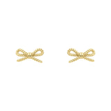 Gold Rope Bow Stud Earrings