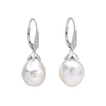 Pearl and White Topaz Drop Earrings