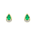 Emerald and Diamond Stud Earrings