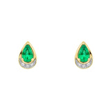 Emerald and Diamond Stud Earrings