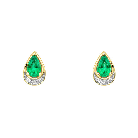 Emerald and Diamond Stud Earrings