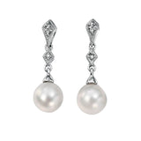 Pearl and Diamond Drop Earrings