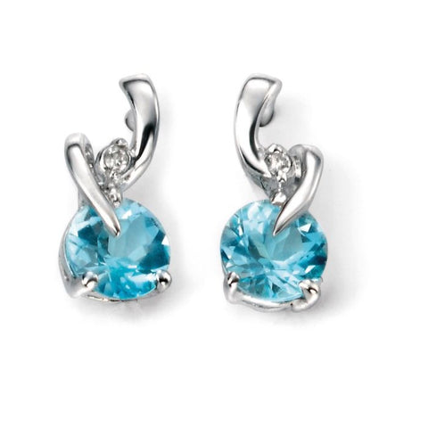 Blue Topaz and Diamond Earrings