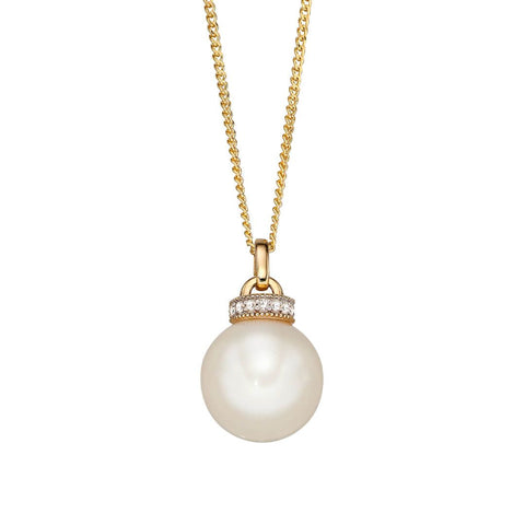 Freshwater Pearl Pendant with Diamond Top