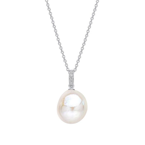 Pearl and White Topaz Drop Pendant