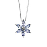 Tanzanite and Diamond Flower Pendant