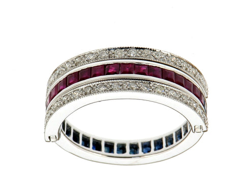 Ruby, Sapphire and Diamond Eternity Ring