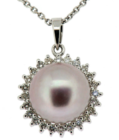 Freshwater Pearl and Diamond Cluster Pendant