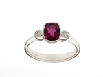 Pink Tourmaline and Diamond Three Stone Ring