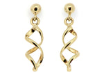 9ct Gold Swirl Drop Earrings