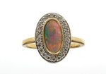 Opal and Diamond Cluster Ring