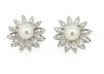 Cultured Pearl and Diamond Cluster Earrings