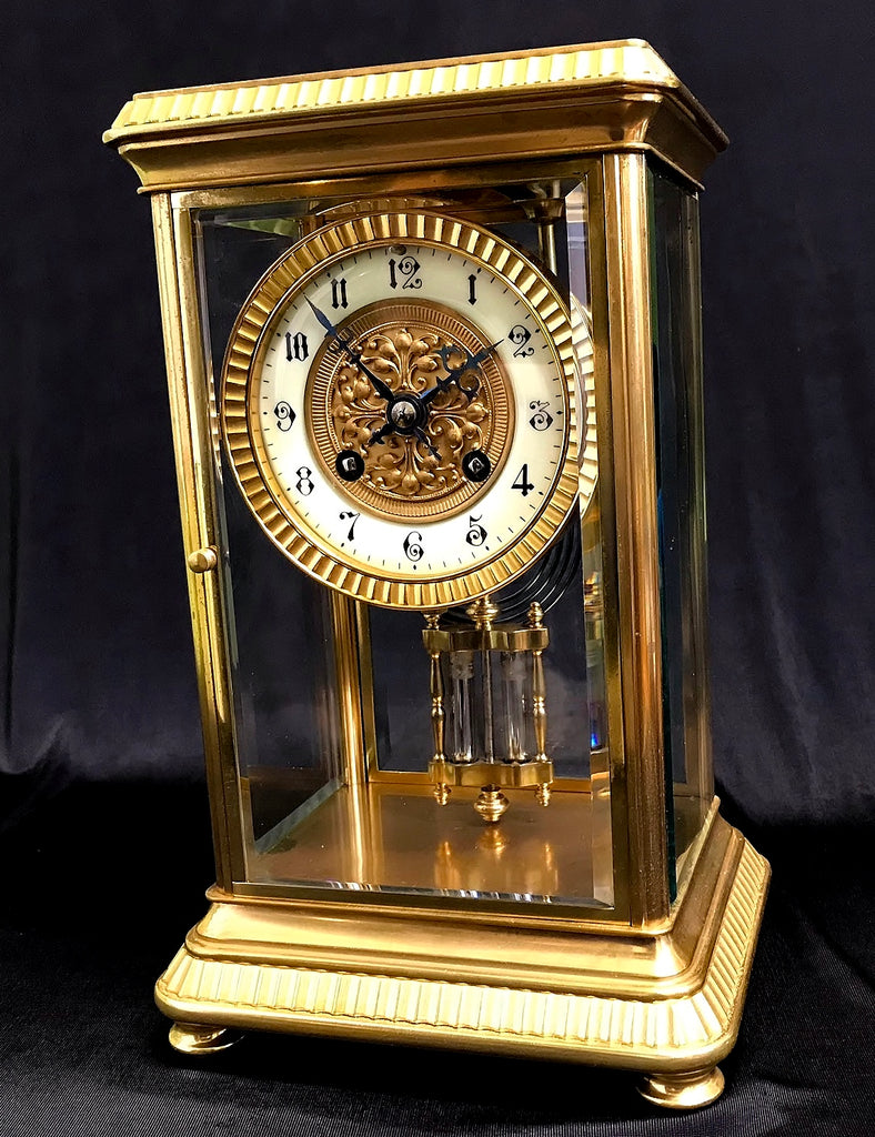 French Four Glass Striking Mantle Clock – A.W. Porter and Son