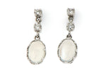 Moonstone and Diamond Drop Earrings