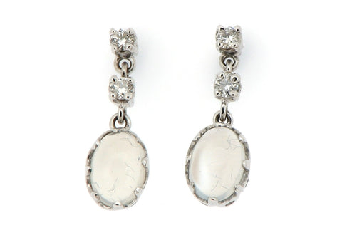 Moonstone and Diamond Drop Earrings