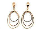 9ct Three Colour Gold Drop Earrings