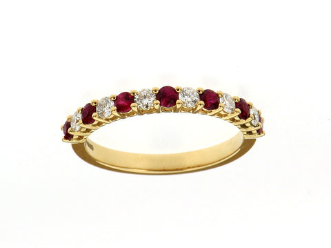 Ruby and Diamond Half Eternity Ring