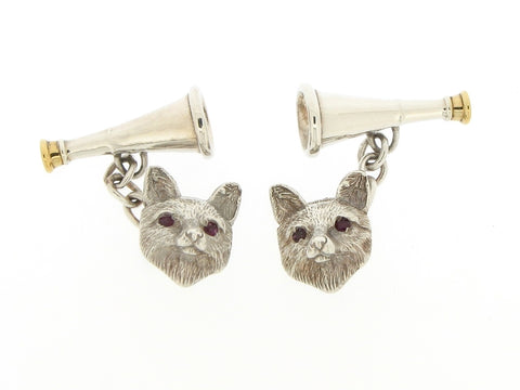 Silver, Gilt and Ruby Fox Cufflinks