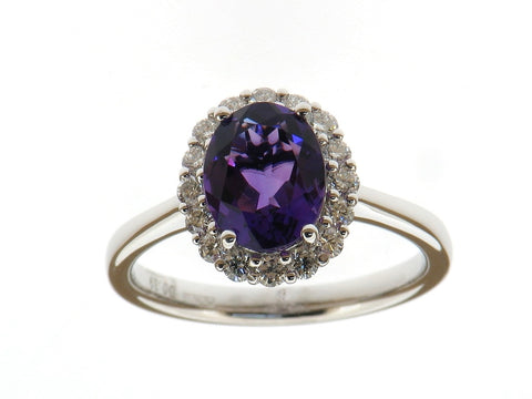 Amethyst and Diamond Cluster Ring