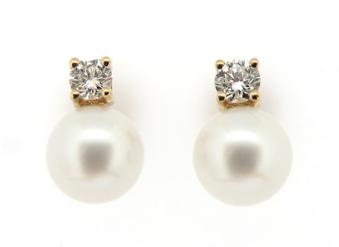 Pearl and Diamond Stud Earrings