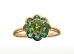 Peridot and Emerald Cluster Ring