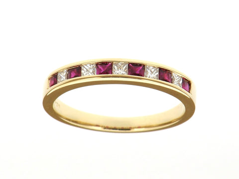 Ruby and Diamond Half Eternity Ring