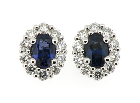 Sapphire and Diamond Cluster Earrings