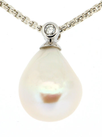 Freshwater Pearl and Diamond Pendant