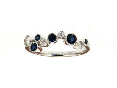 Sapphire and Diamond "Bubbles" Ring