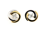 9ct Two Colour Gold and Diamond Earrings